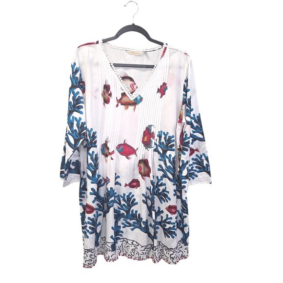 Soft Surroundings XL Fish Print Tunic Dress 3926 - Picture 1 of 8